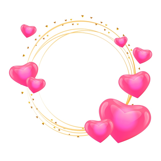 Download Love frame with hearts gold circle. Vector | Premium Download