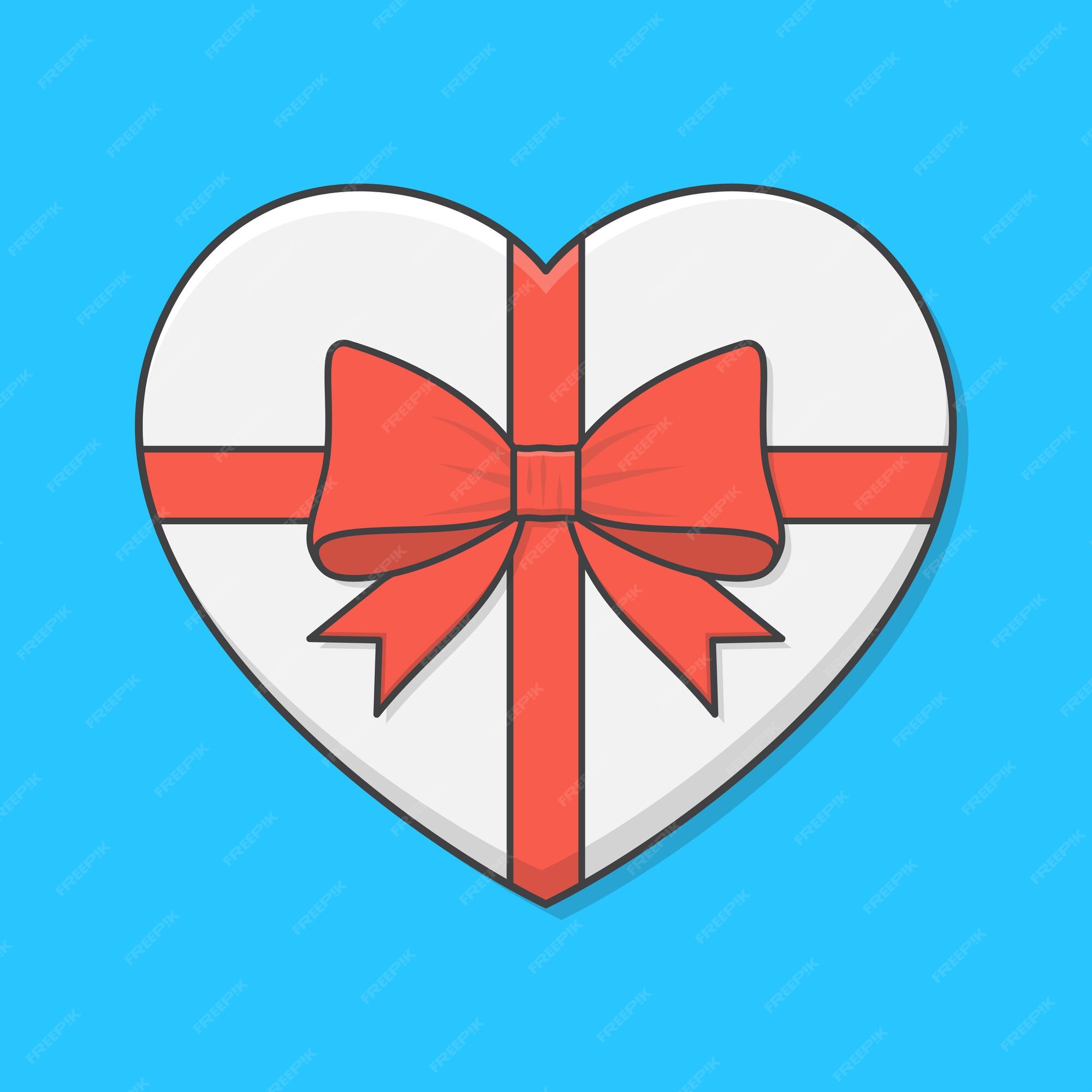 Premium Vector | Love heart gift box illustration. top view on gift box ...