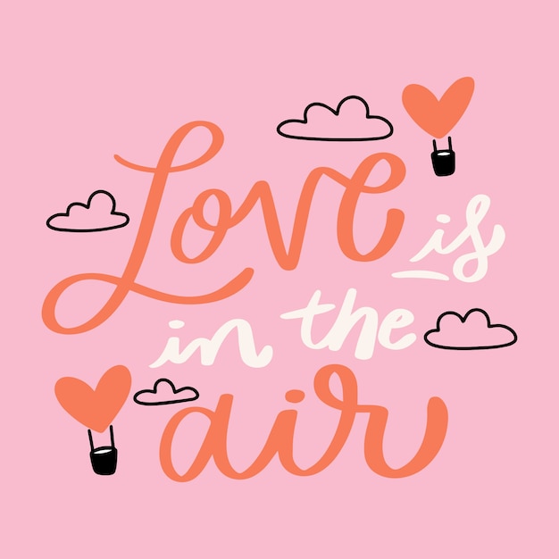 Download Love is in the air lettering on pink background Vector | Free Download