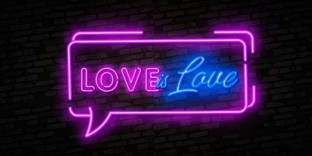 Premium Vector | Love is love neon text of love