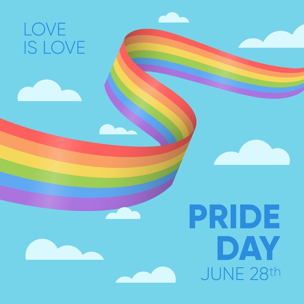 Download Love is love pride day flag and clouds | Free Vector