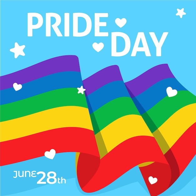 Download Free Vector | Love is love pride day flag and heart with stars