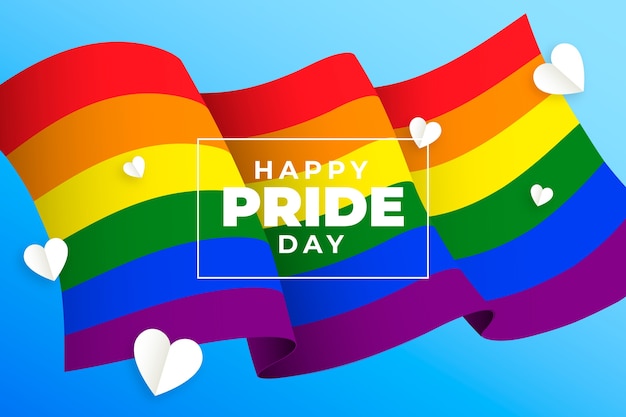 Download Love is love pride day flag and heart | Free Vector