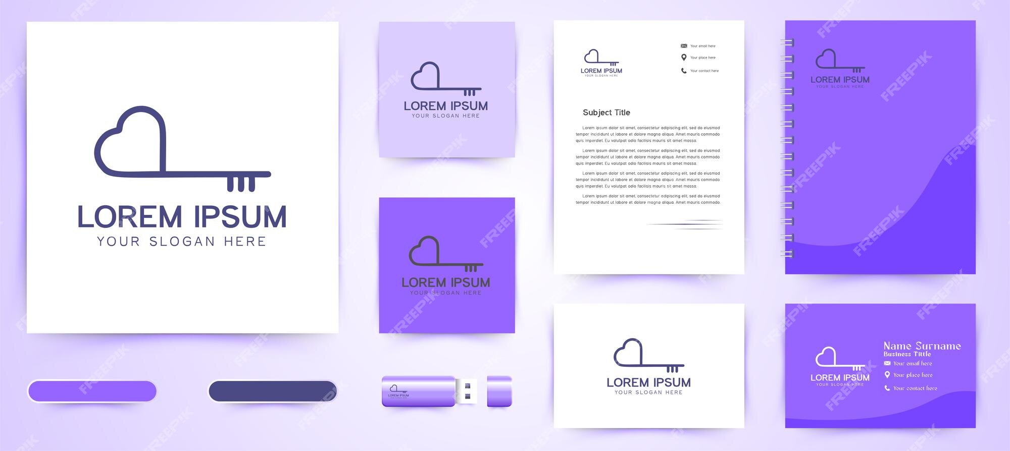 Free Vector | Love key logo and business branding template designs