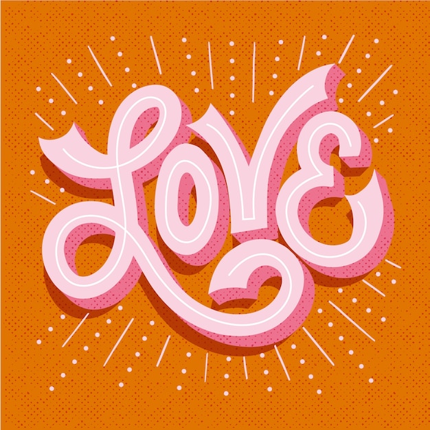 Free Vector | Love lettering with lines and dots shadows