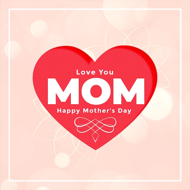 Free Vector Love Mom Heart Card For Happy Mothers Day