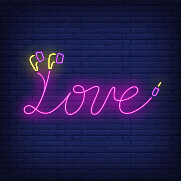 Free Vector | Love neon lettering made of earphones cable