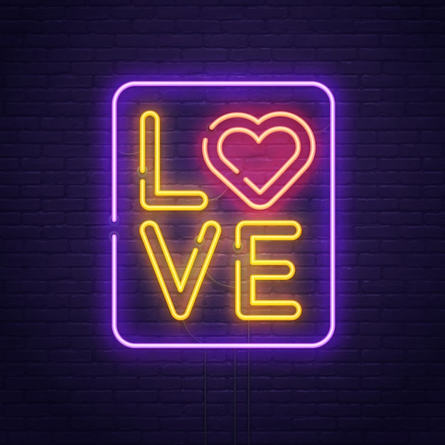 Premium Vector | Love neon sign