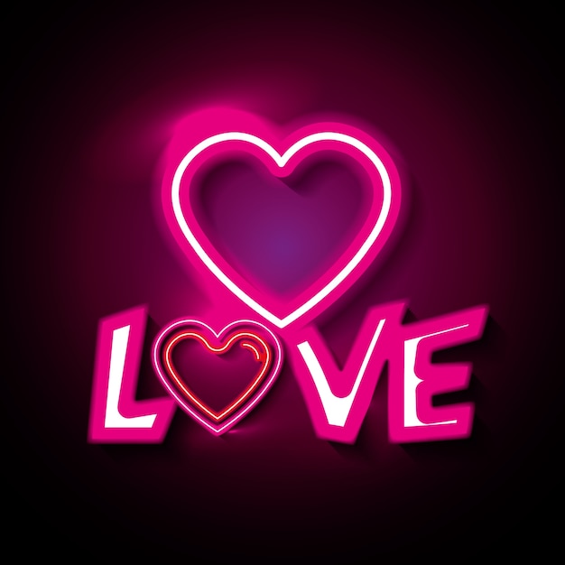 Premium Vector | Love poster with neon lights vector illustration design