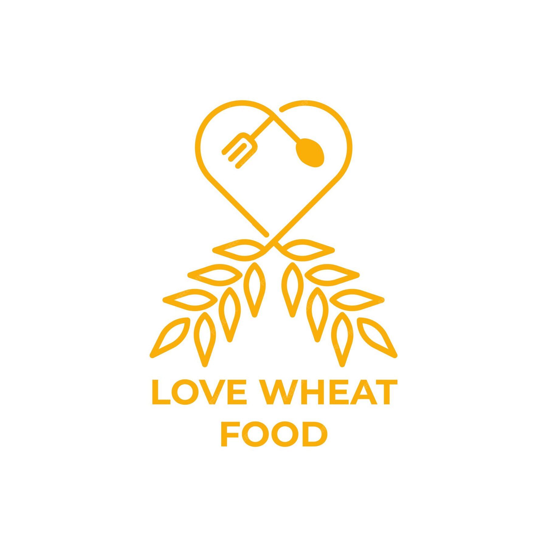 Premium Vector | Love rice food. vector logo template