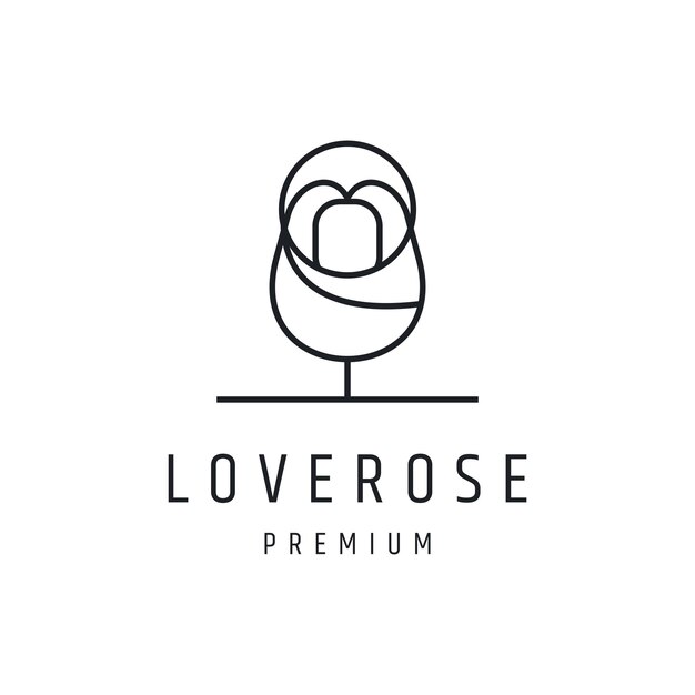 Premium Vector | Love rose logo design with line art on white backround