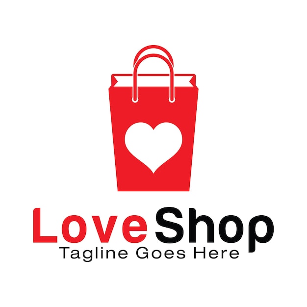 Premium Vector | Love shop logo design template