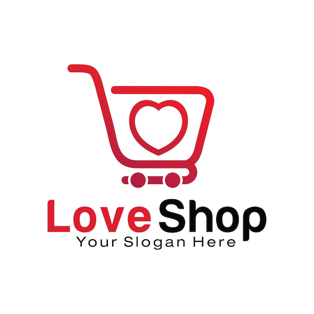 Premium Vector | Love shop logo design template