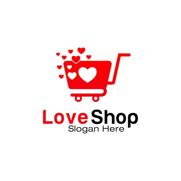 Premium Vector | Love shopping logo design template