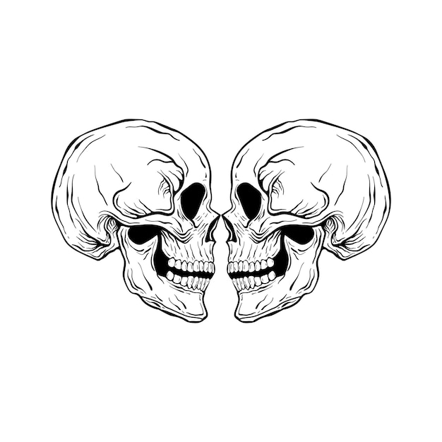 Premium Vector Love skull with hand drawing style free vector