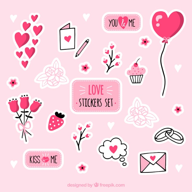 Love stickers set Vector | Free Download