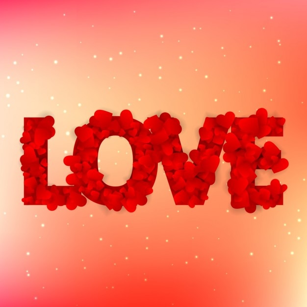 Love text written with hearts