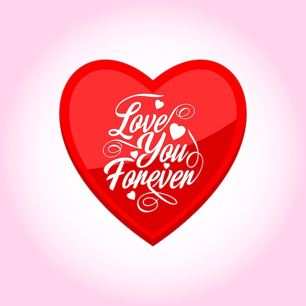Love you forever with pink background and red heart Vector | Free Download