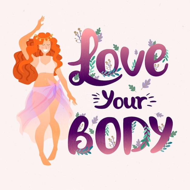 Love Your Body Feminine Message Free Vector 