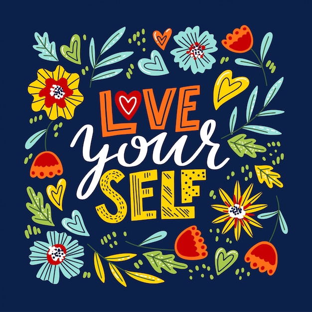 Download Love yourself lettering Vector | Premium Download