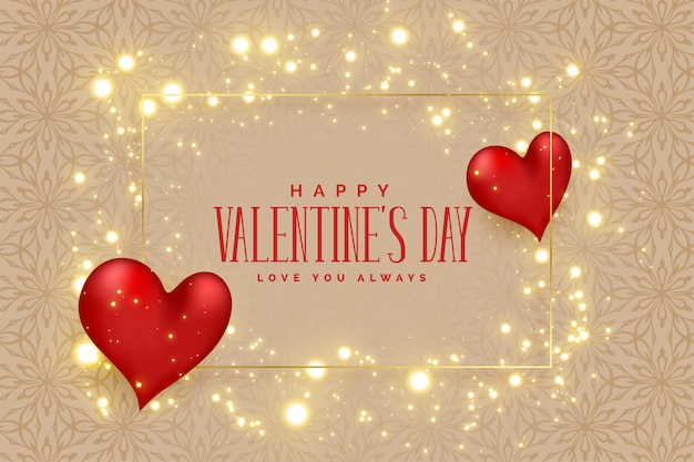 Download Free Vector Lovely 3d Hearts With Sparkles Frame