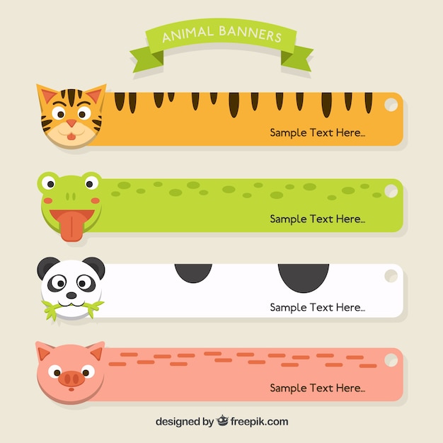 Free Vector | Lovely animal banners