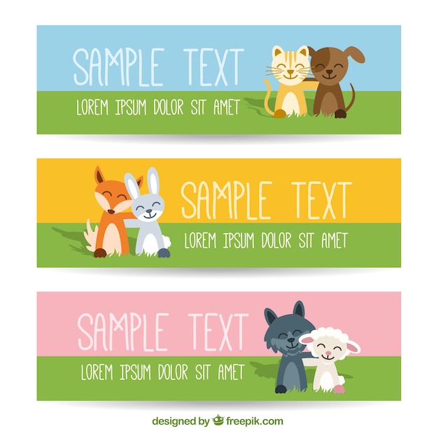 Free Vector | Lovely animal banners