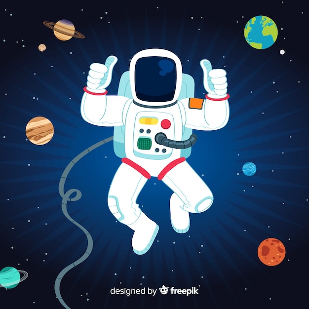 Lovely astronaut character with flat design Free Vector