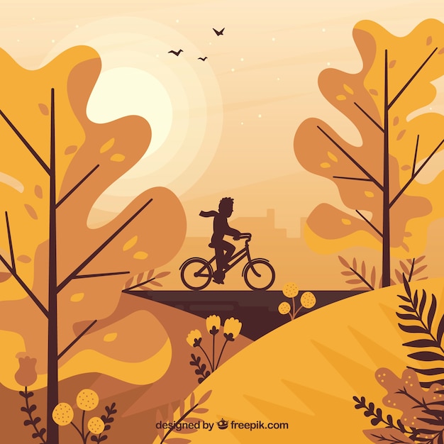 Lovely autumn background with flat
design