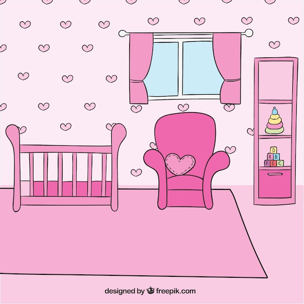 Lovely baby room in pink
