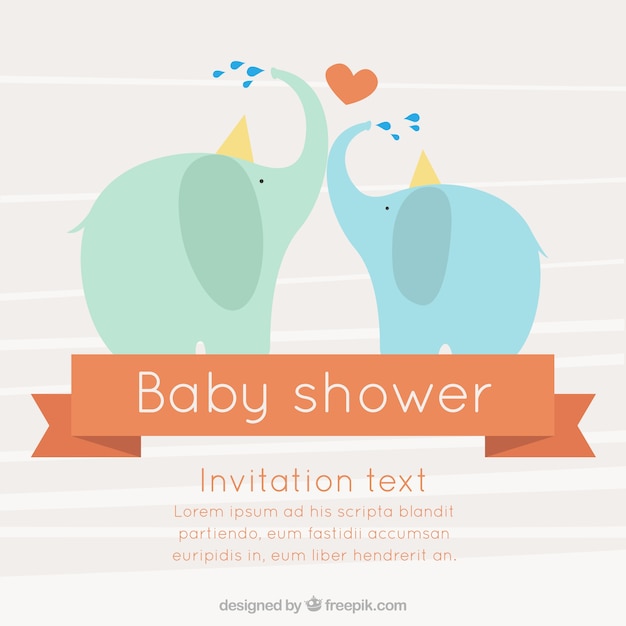 Download Lovely baby shower card with elephants Vector | Free Download