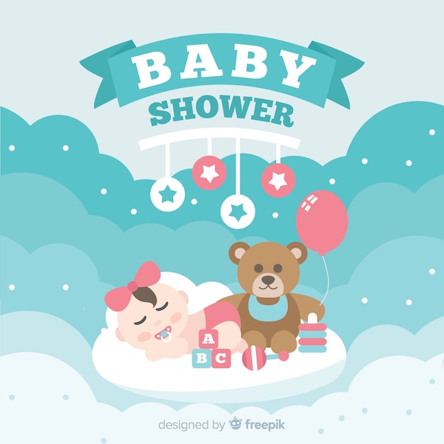 Free Vector | Lovely baby shower design in flat style