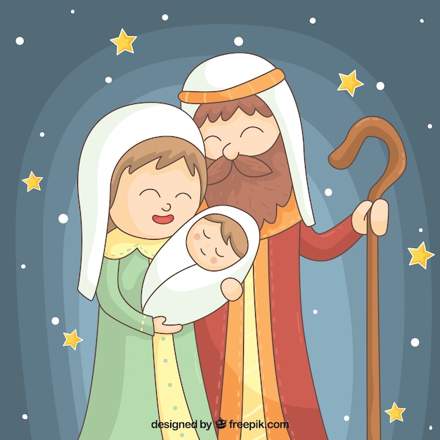 Lovely background of stars with nativity
scene
