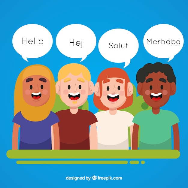 Lovely characters speaking different languages | Free Vector