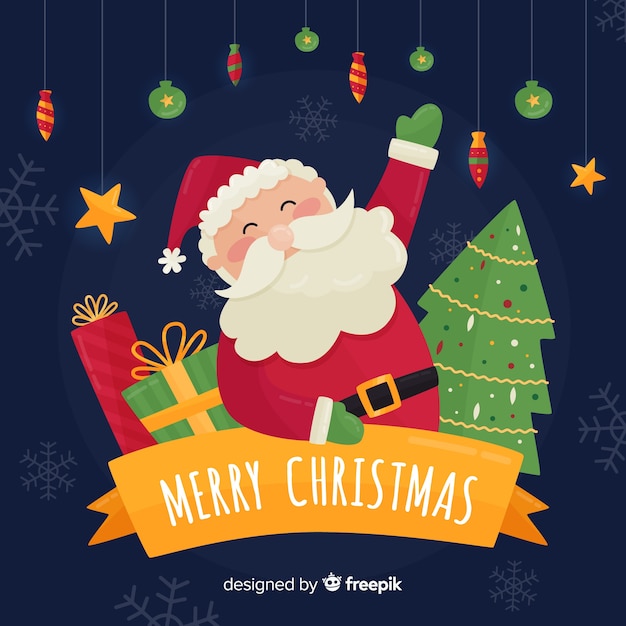 Lovely christmas background with flat design Free Vector