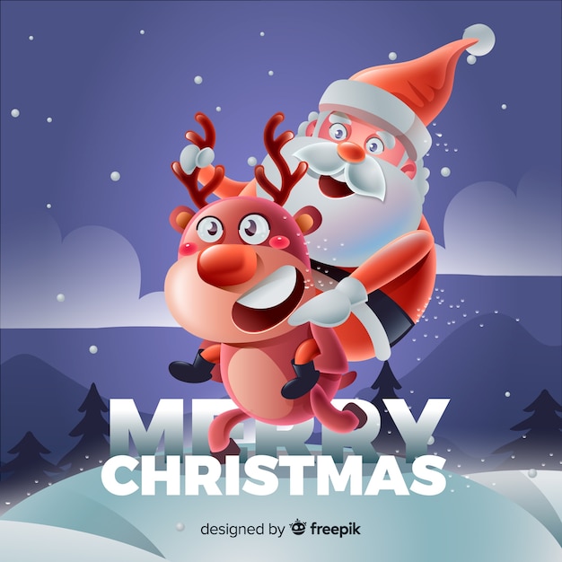 Lovely christmas background with realistic design Free Vector