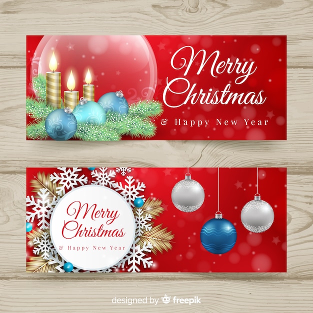 Free Vector | Lovely christmas banners with realistic design