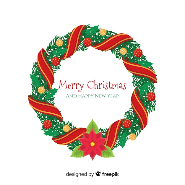 Free Vector Lovely Christmas Floral Wreath