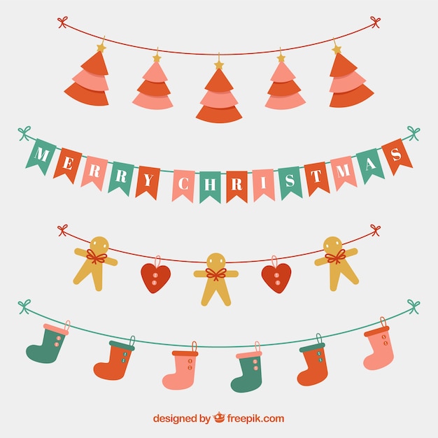 Download Free Vector | Lovely christmas garlands