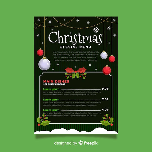 Free Vector | Lovely christmas menu template