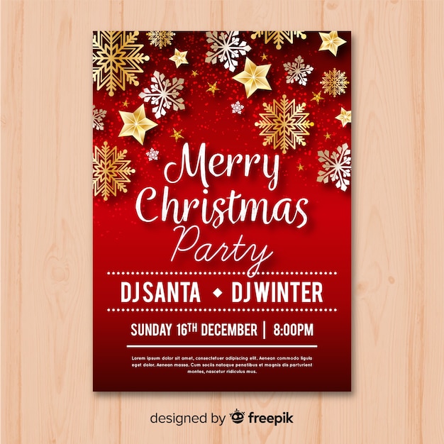 Free Vector | Lovely christmas party poster design