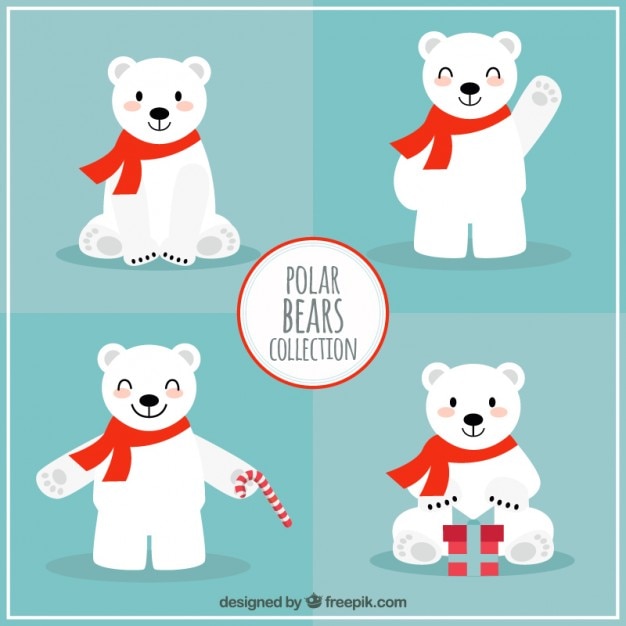 Download Lovely christmas polar bears collection | Free Vector