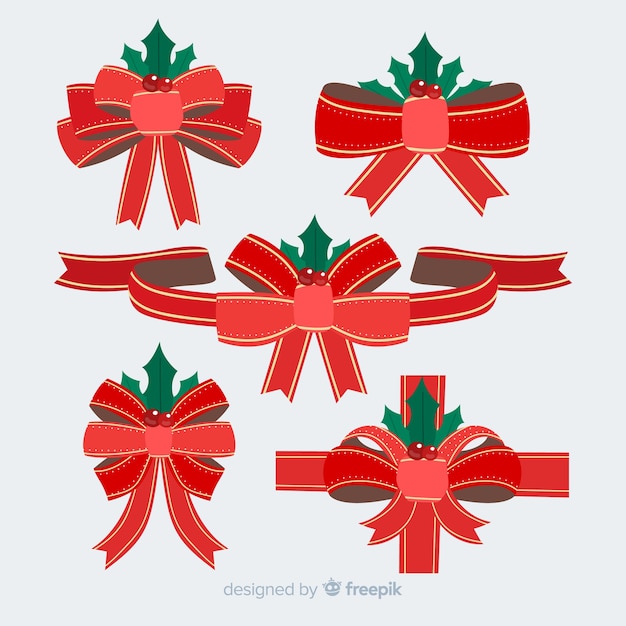 Download Lovely christmas ribbon collection with flat design | Free ...