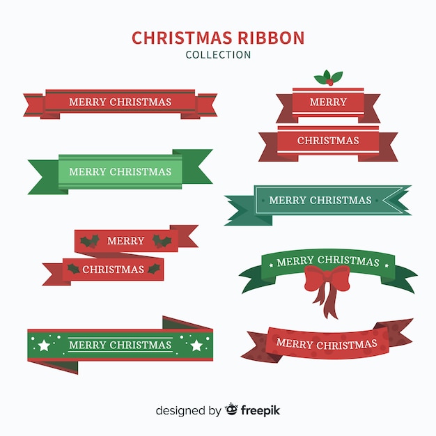 Free Vector | Lovely christmas ribbon collection with flat design