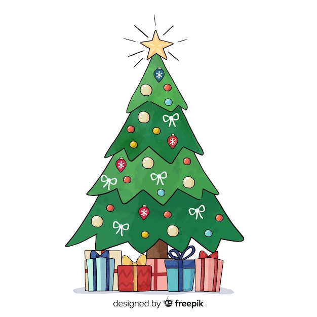 Free Vector | Lovely christmas tree in watercolor style