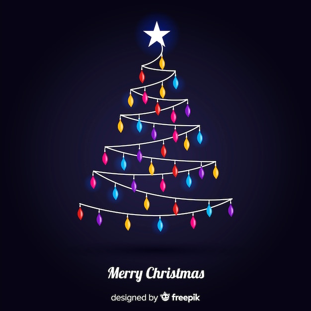Download Lovely christmas tree with colorful lights Vector | Free ...
