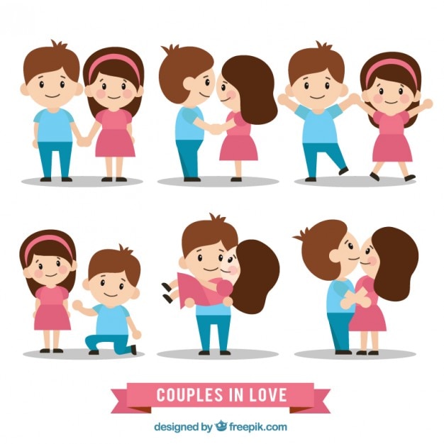 Download Free Vector | Lovely couple in love set
