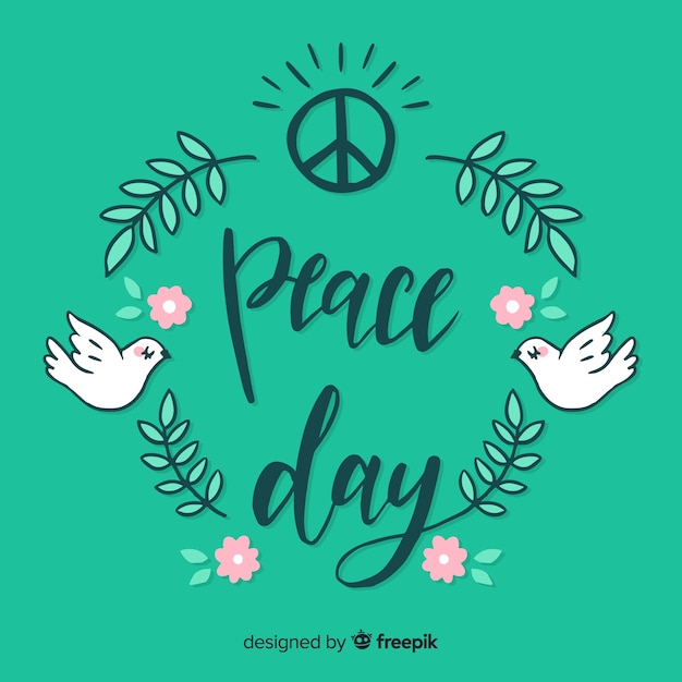 Free Vector | Lovely day of peace composition with cute lettering