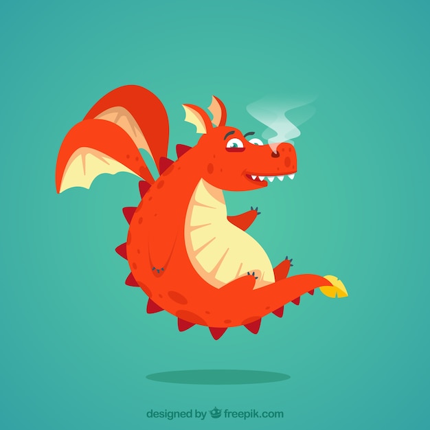 Lovely dragon character with flat design | Free Vector