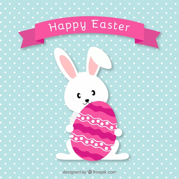 Download Lovely easter bunny with decorated egg Vector | Free Download